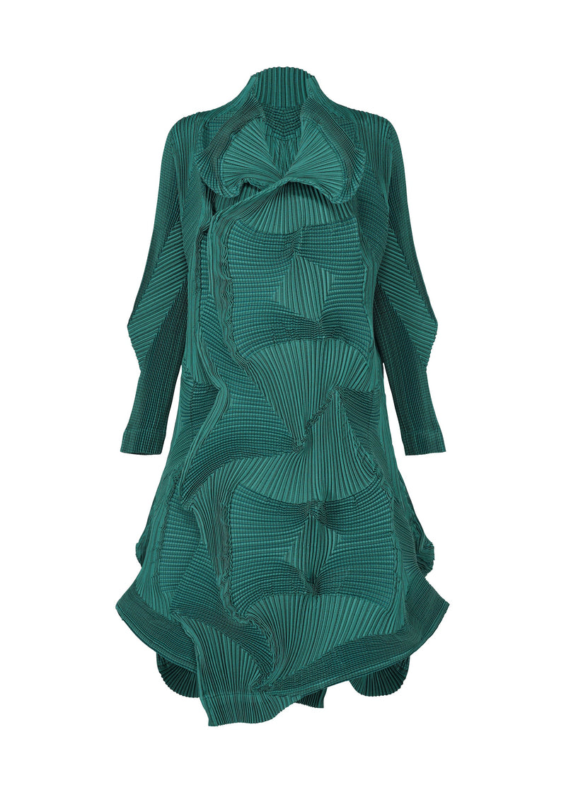 A product shot of the A-POC ABLE ISSEY MIYAKE TYPE O 003 1 jacket in turquoise green (60).