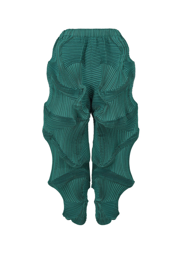 A product shot of the A-POC ABLE ISSEY MIYAKE TYPE O 003 1 trousers in turquoise green (60).