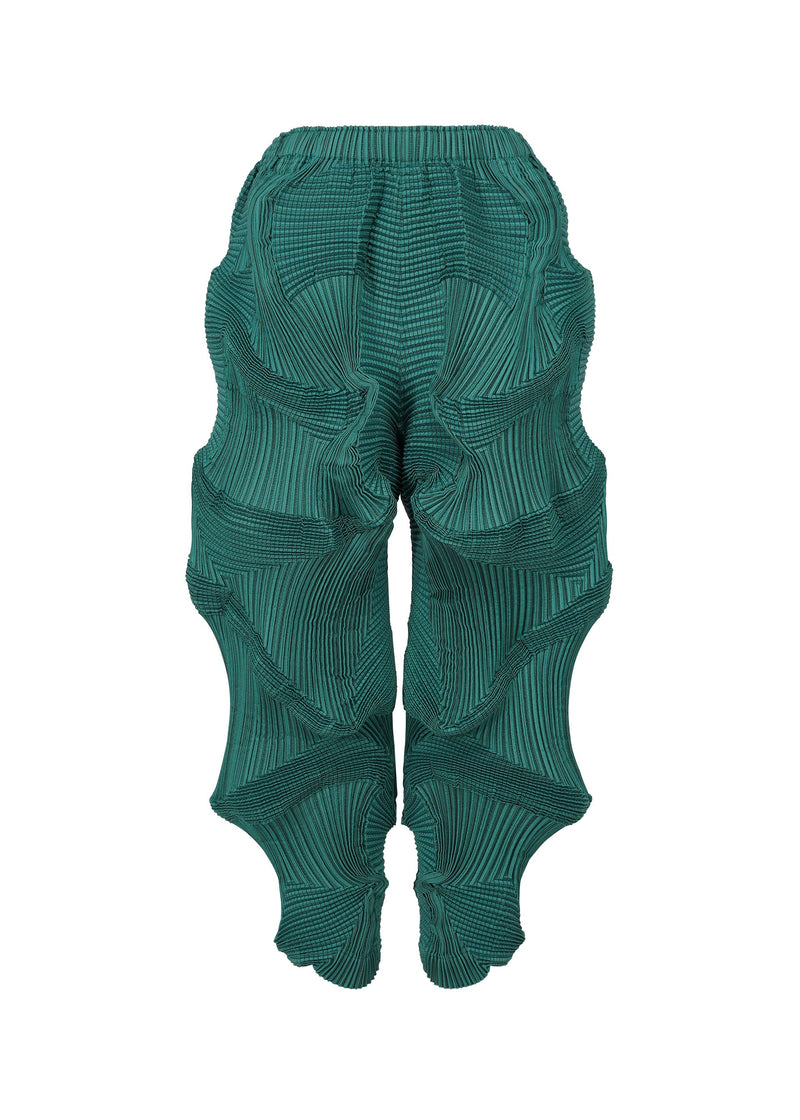 A product shot of the A-POC ABLE ISSEY MIYAKE TYPE O 003 1 trousers in turquoise green (60).