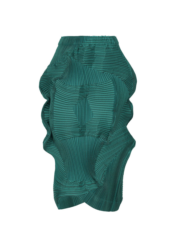 A product shot of the A-POC ABLE ISSEY MIYAKE TYPE O 003 1 skirt in turquoise green (60).