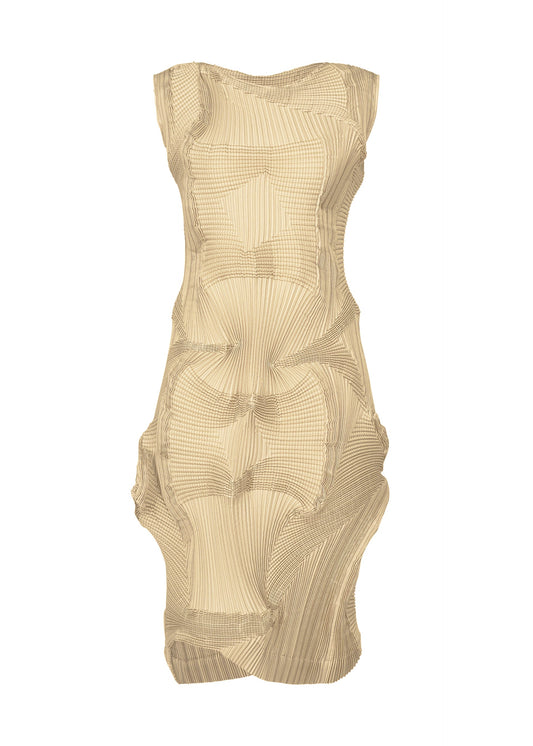 A product shot of the A-POC ABLE ISSEY MIYAKE TYPE O 003 2 dress in beige (41).