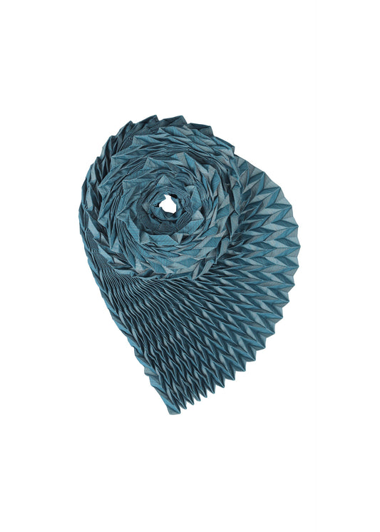 A product shot of the A-POC ABLE ISSEY MIYAKE TYPE O STOLE stole in turquoise blue (73).