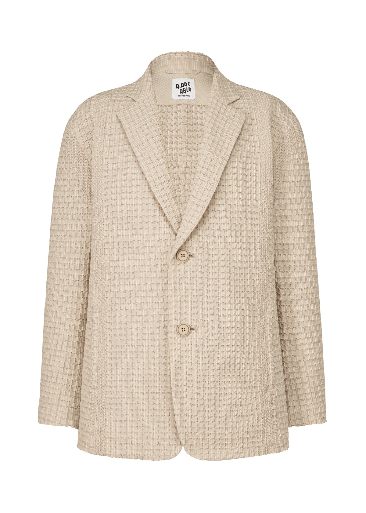 A product shot of the A-POC ABLE ISSEY MIYAKE TYPE O 014 jacket in light beige (40).