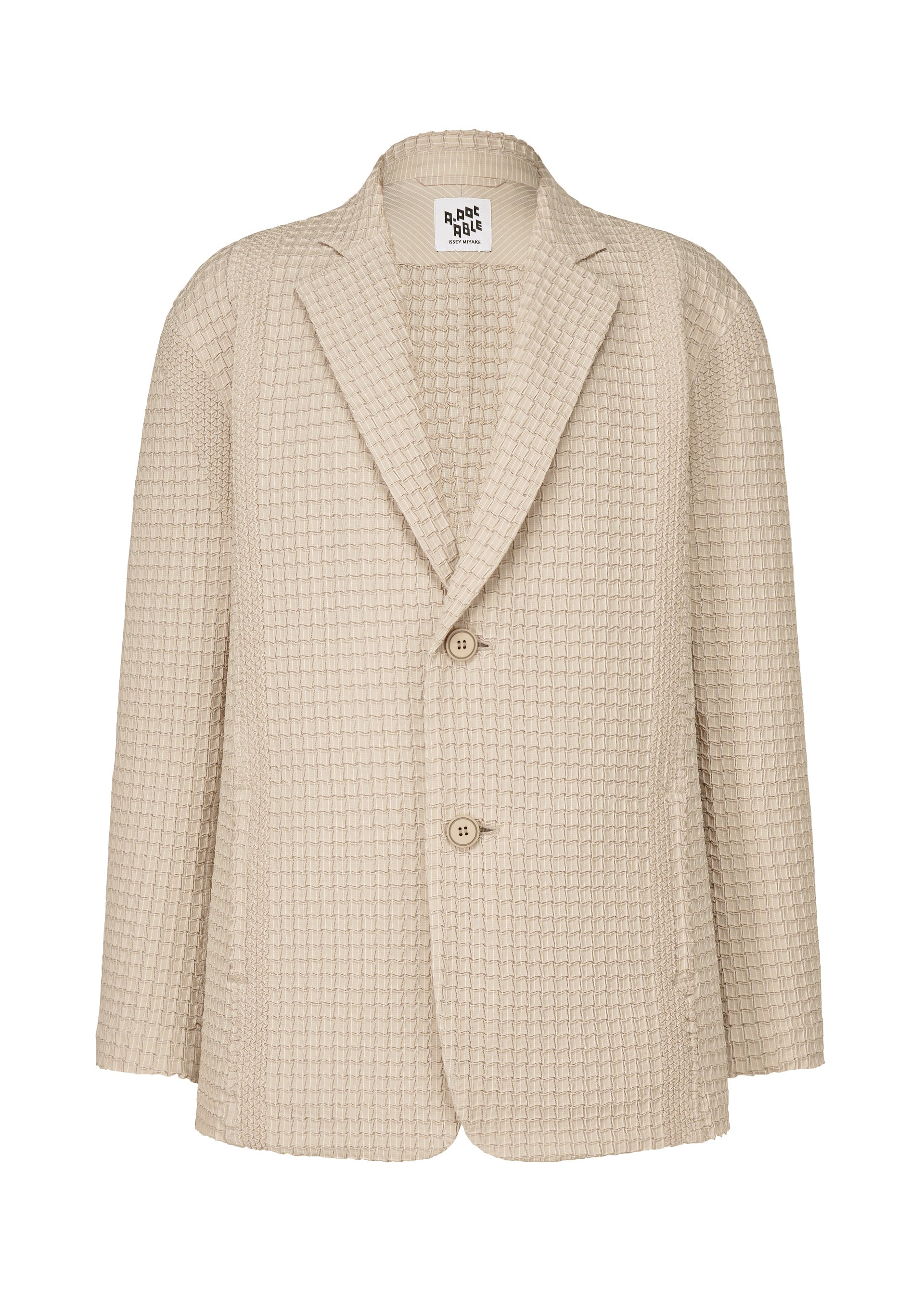 A product shot of the A-POC ABLE ISSEY MIYAKE TYPE O 014 jacket in light beige (40).