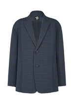 A product shot of the A-POC ABLE ISSEY MIYAKE TYPE O 014 jacket in indigo blue (74).