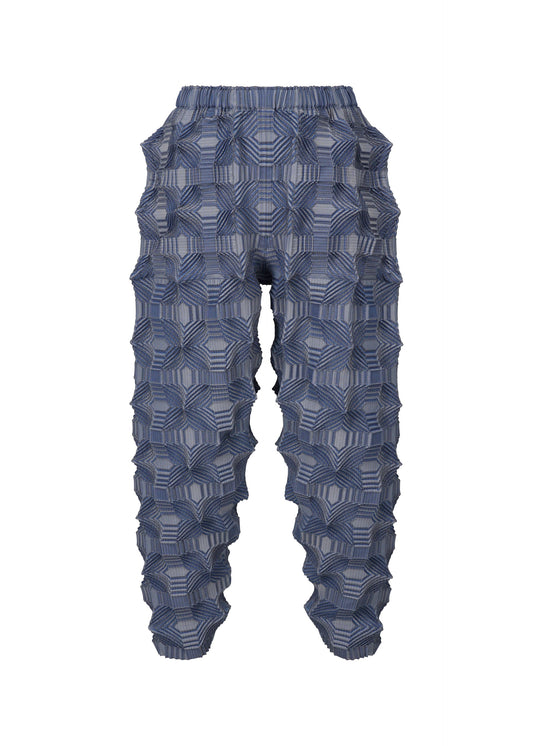 A product shot of the A-POC ABLE ISSEY MIYAKE TYPE O 016 trousers in indigo blue (74).