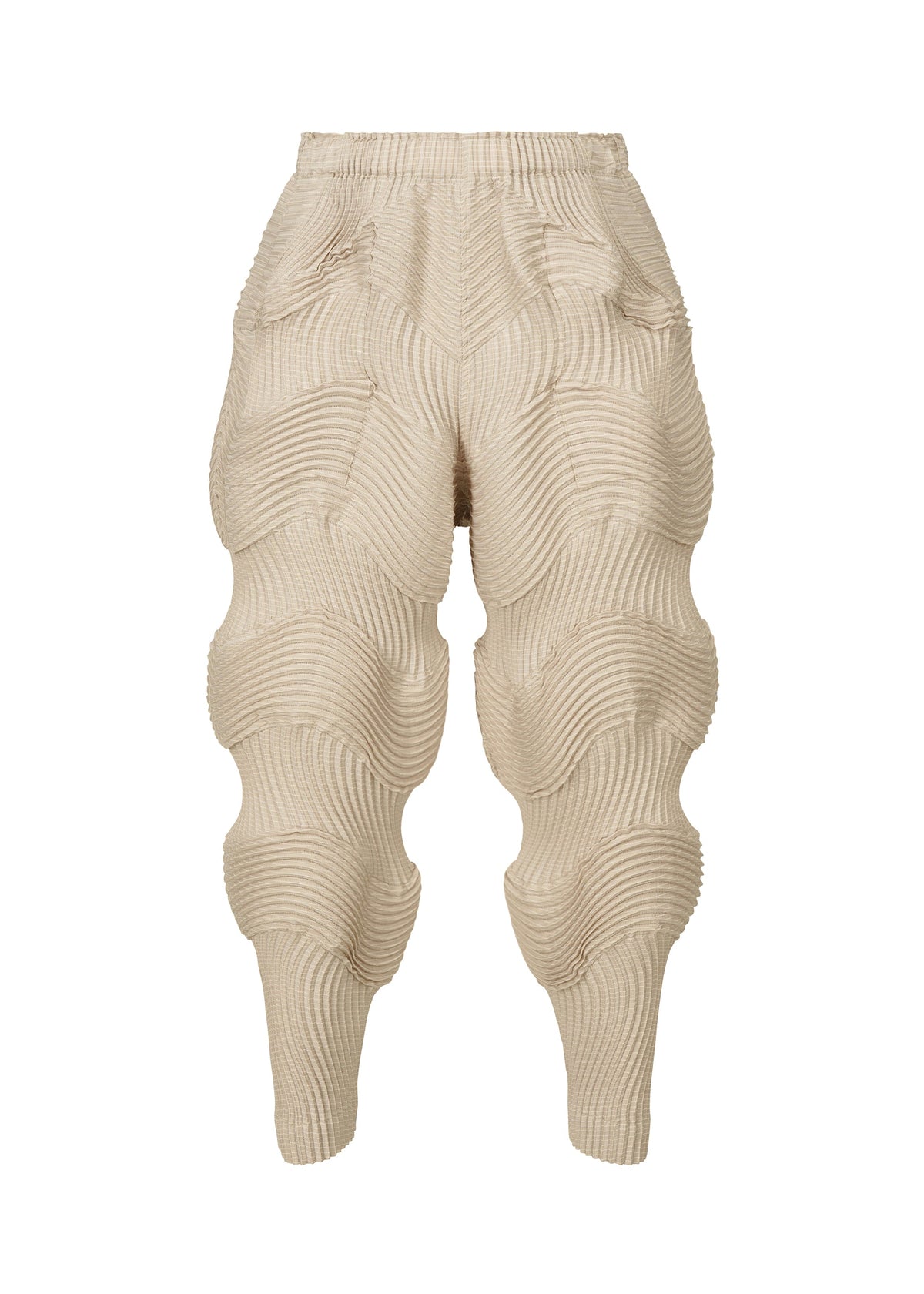 A product shot of the A-POC ABLE ISSEY MIYAKE TYPE O 004 trousers in light beige.
