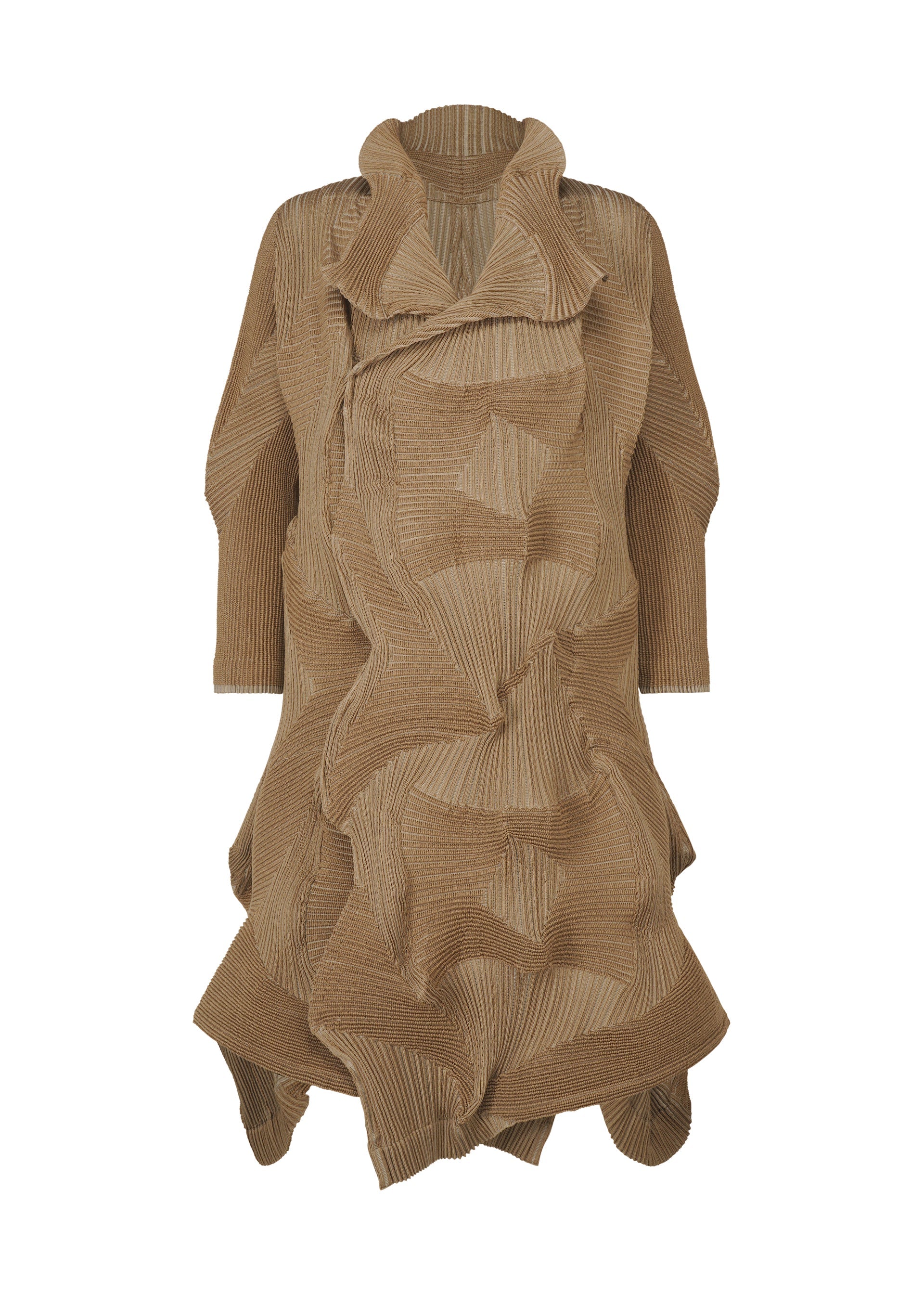 A product shot of the A-POC ABLE ISSEY MIYAKE TYPE O 020 coat in beige (41).