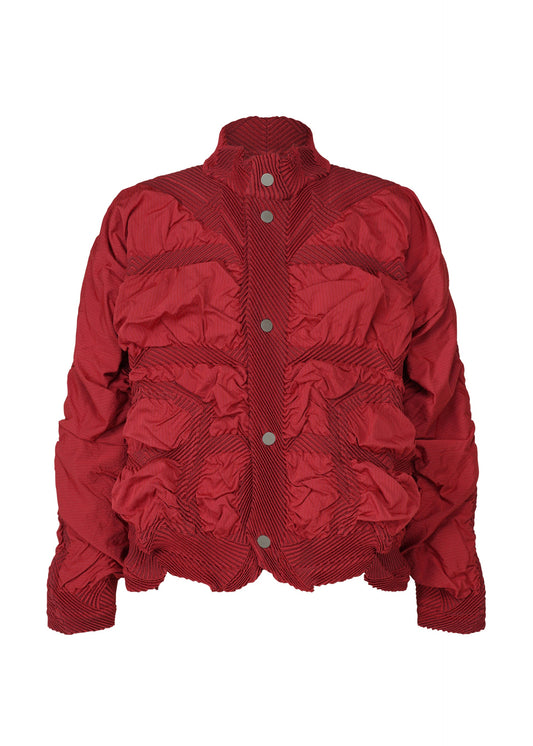 A product shot of the A-POC ABLE ISSEY MIYAKE TYPE O 021 jacket in scarlet red (23).
