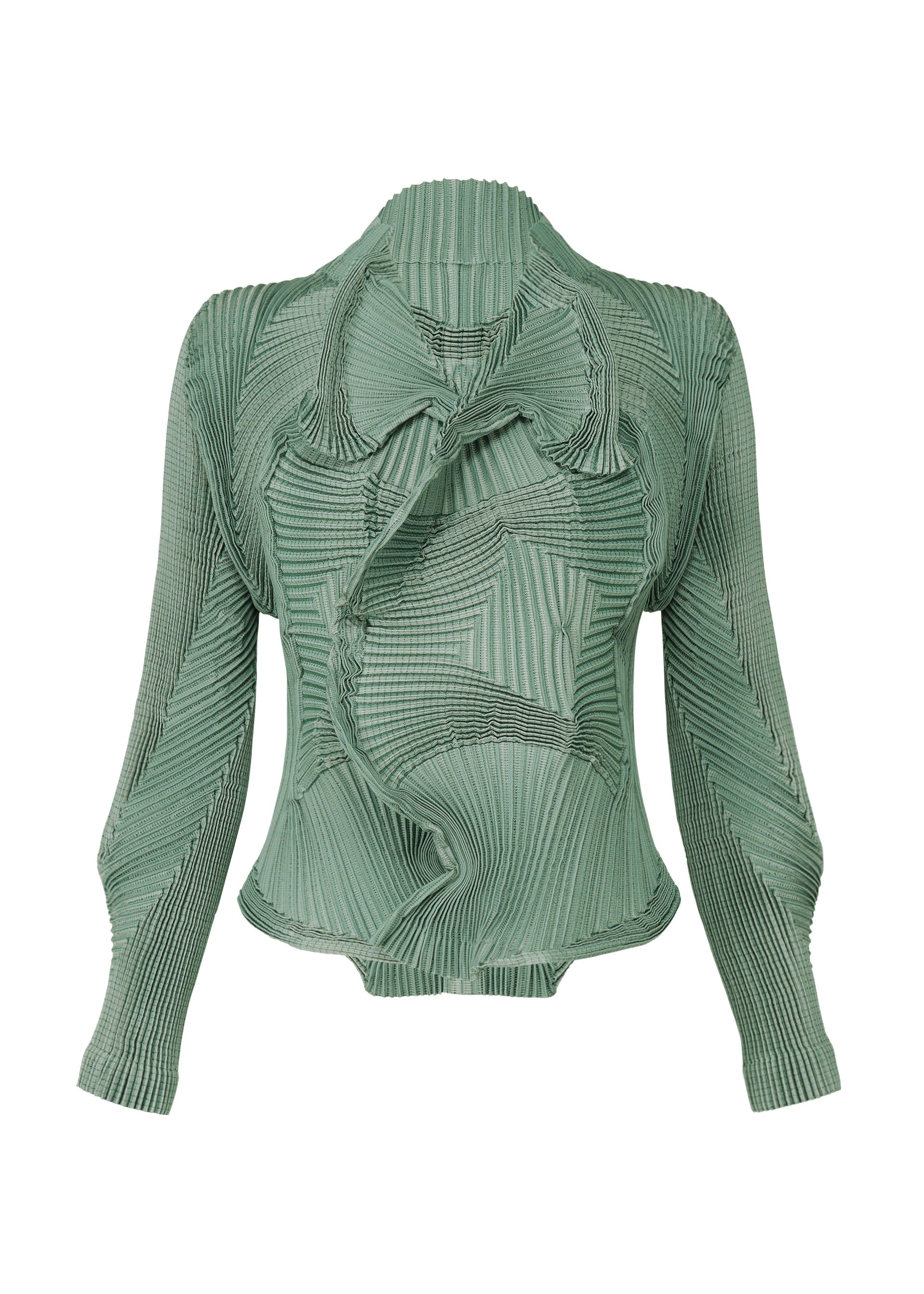 A product shot of the A-POC ABLE ISSEY MIYAKE TYPE O 003 jacket in light green-hued (67).