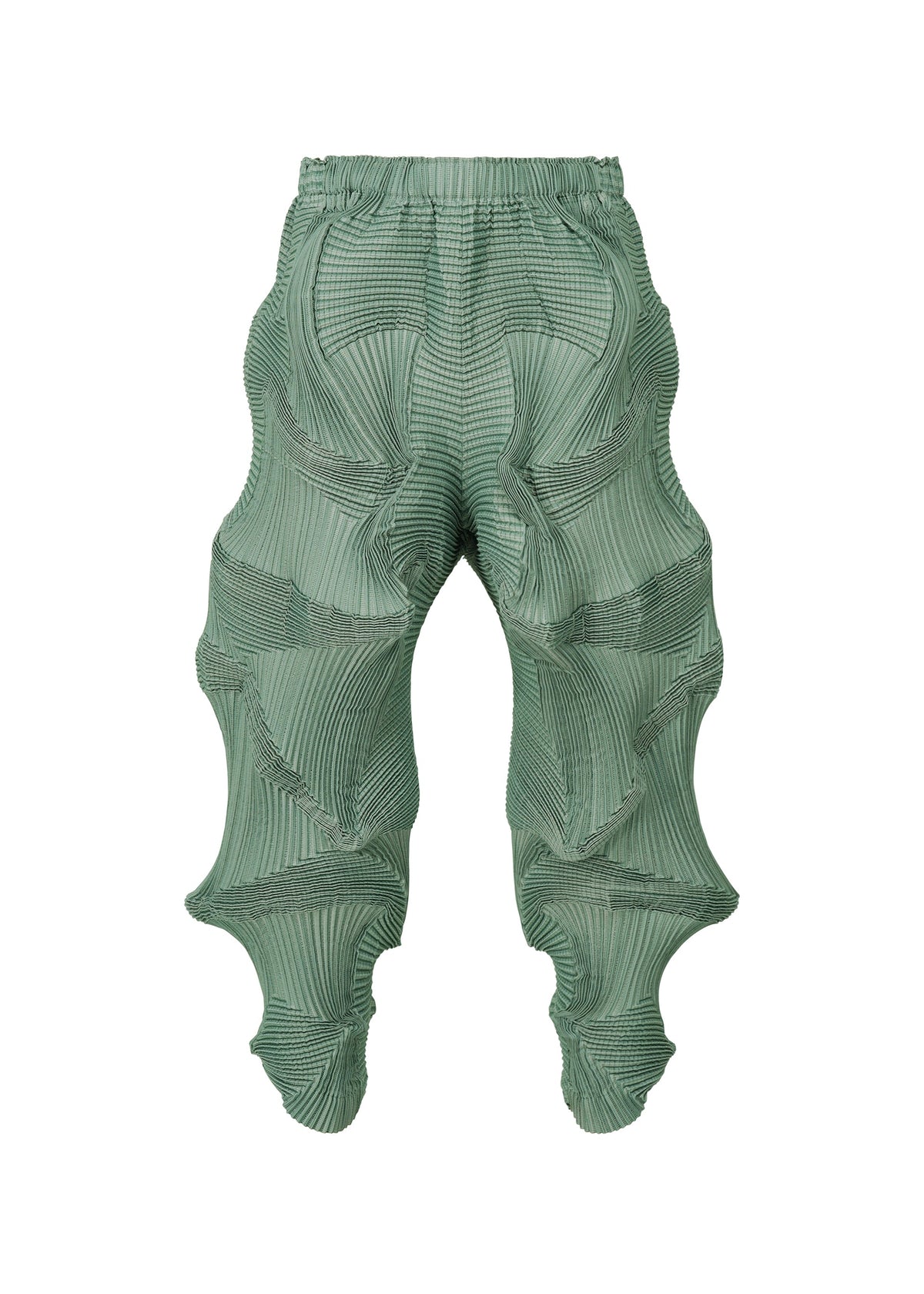 A product shot of the A-POC ABLE ISSEY MIYAKE TYPE O 003 trousers in light green-hued (67).