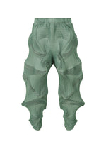 A product shot of the A-POC ABLE ISSEY MIYAKE TYPE O 003 trousers in light green-hued (67).