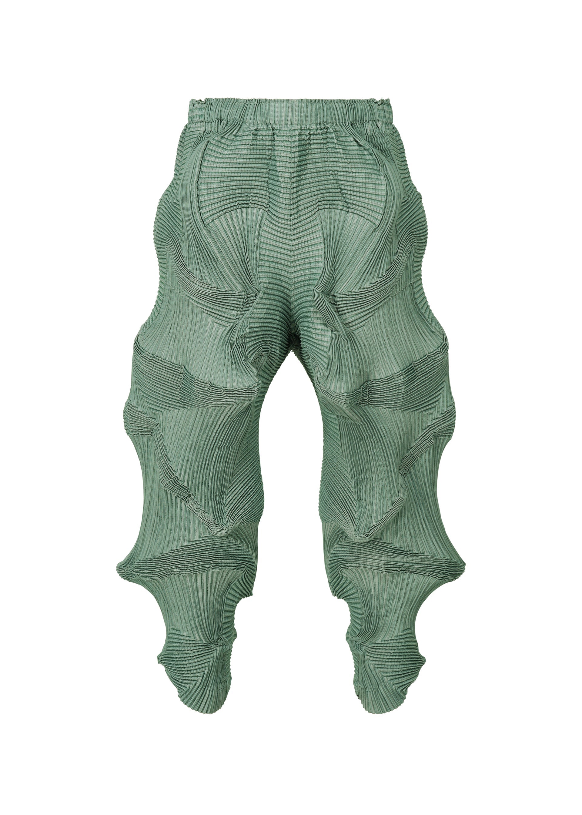 A product shot of the A-POC ABLE ISSEY MIYAKE TYPE O 003 trousers in light green-hued (67).