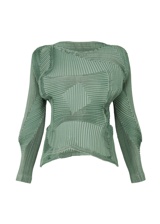 A product shot of the A-POC ABLE ISSEY MIYAKE TYPE O 003 shirt in light green-hued (67).