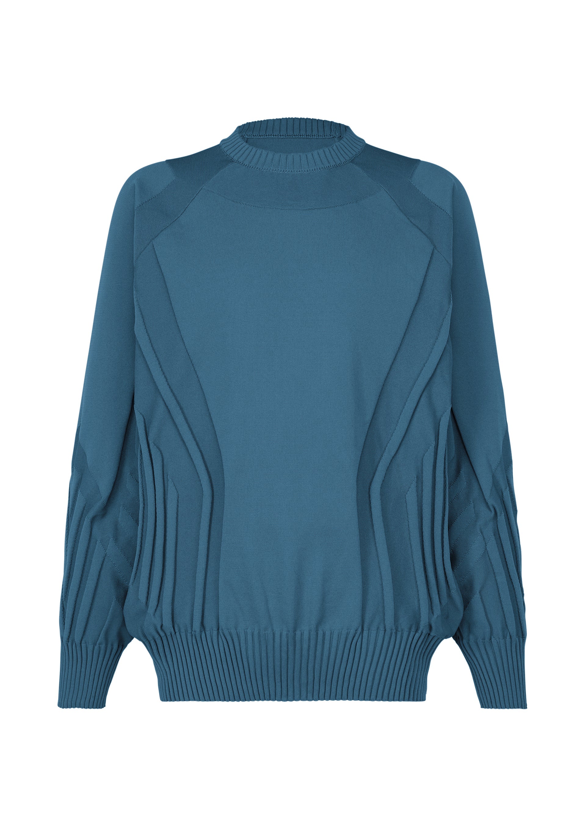 A product shot of the A-POC ABLE ISSEY MIYAKE TYPE K 001 top in turquoise blue (73).