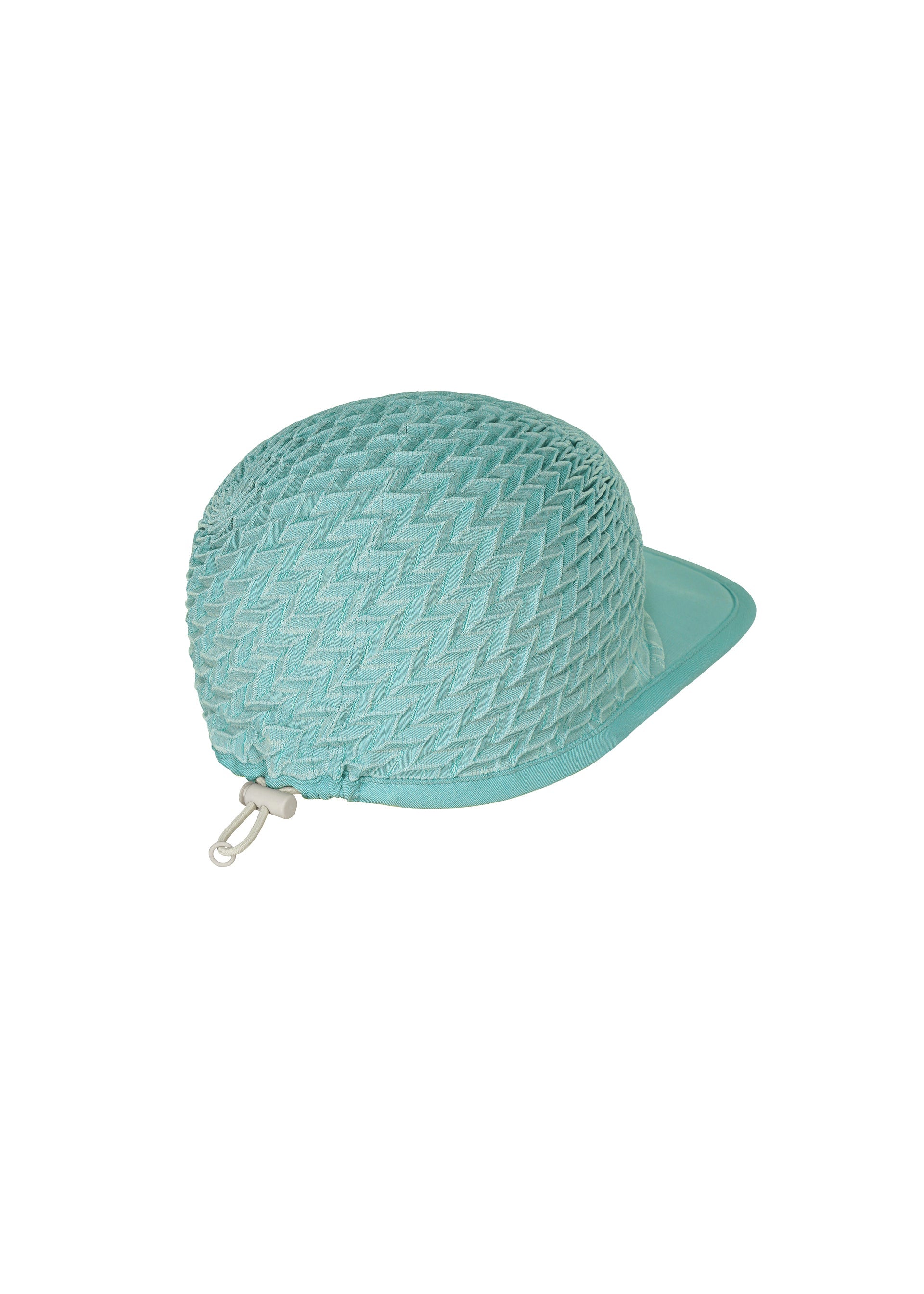 A detail shot of the A-POC ABLE ISSEY MIYAKE TYPE O CAP cap.