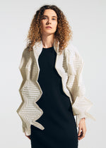 A model wears the A-POC ABLE ISSEY MIYAKE TYPE-O STOLE 002 type-o-stole-002-stole-light-green.