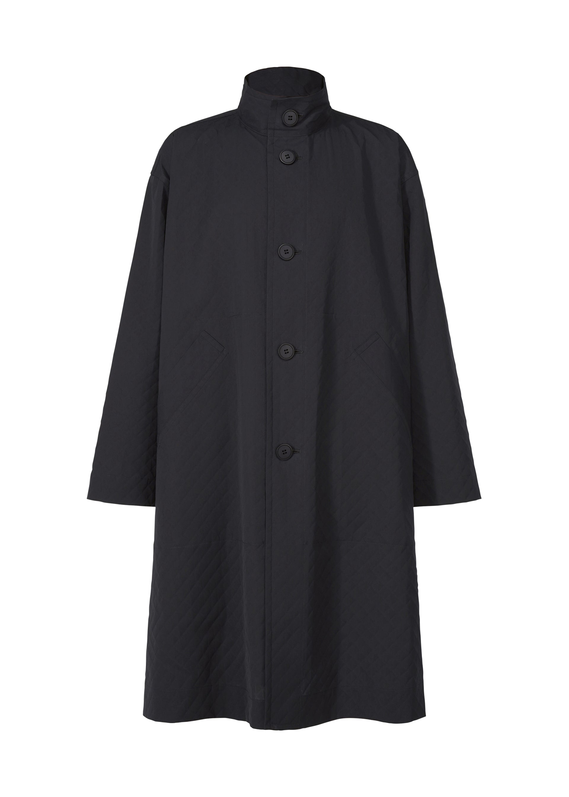 A product shot of the A-POC ABLE ISSEY MIYAKE TYPE T 001 1 coat in navy (75).