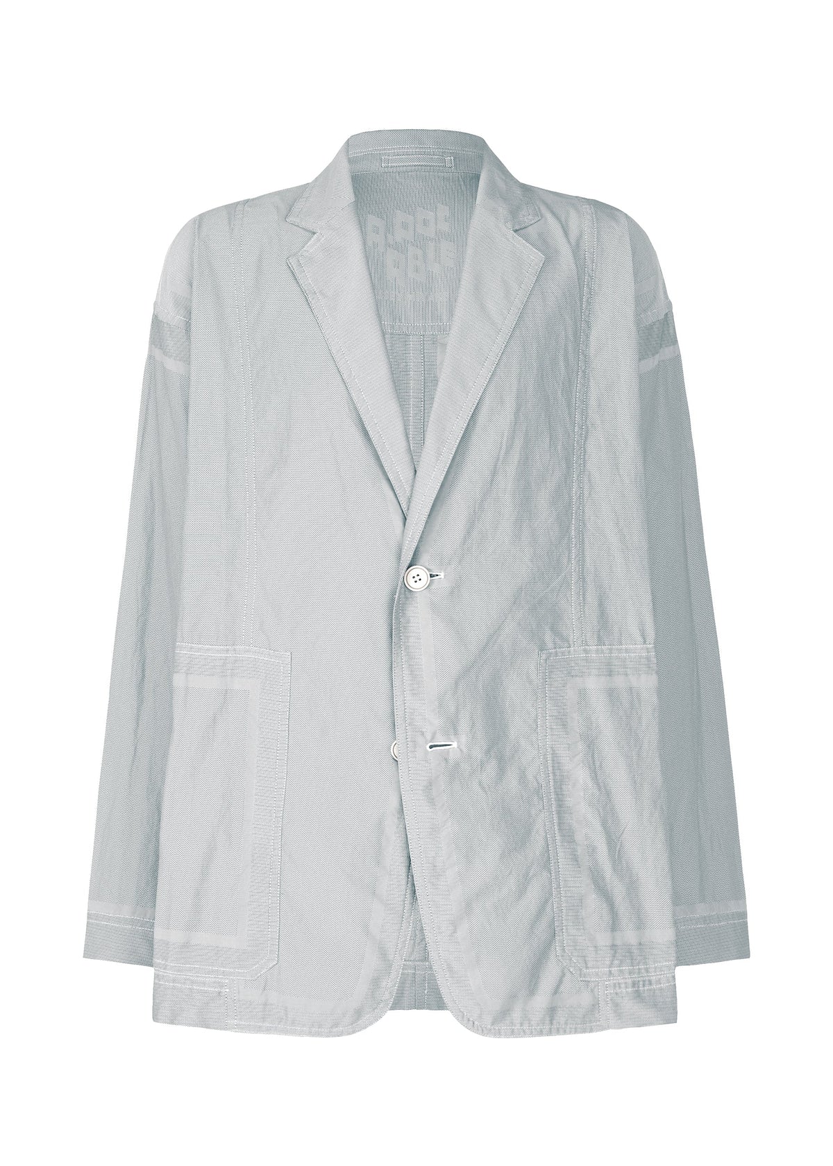 A product shot of the A-POC ABLE ISSEY MIYAKE TYPE U 002 jacket in turquoise blue (73).