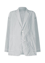A product shot of the A-POC ABLE ISSEY MIYAKE TYPE U 002 jacket in turquoise blue (73).