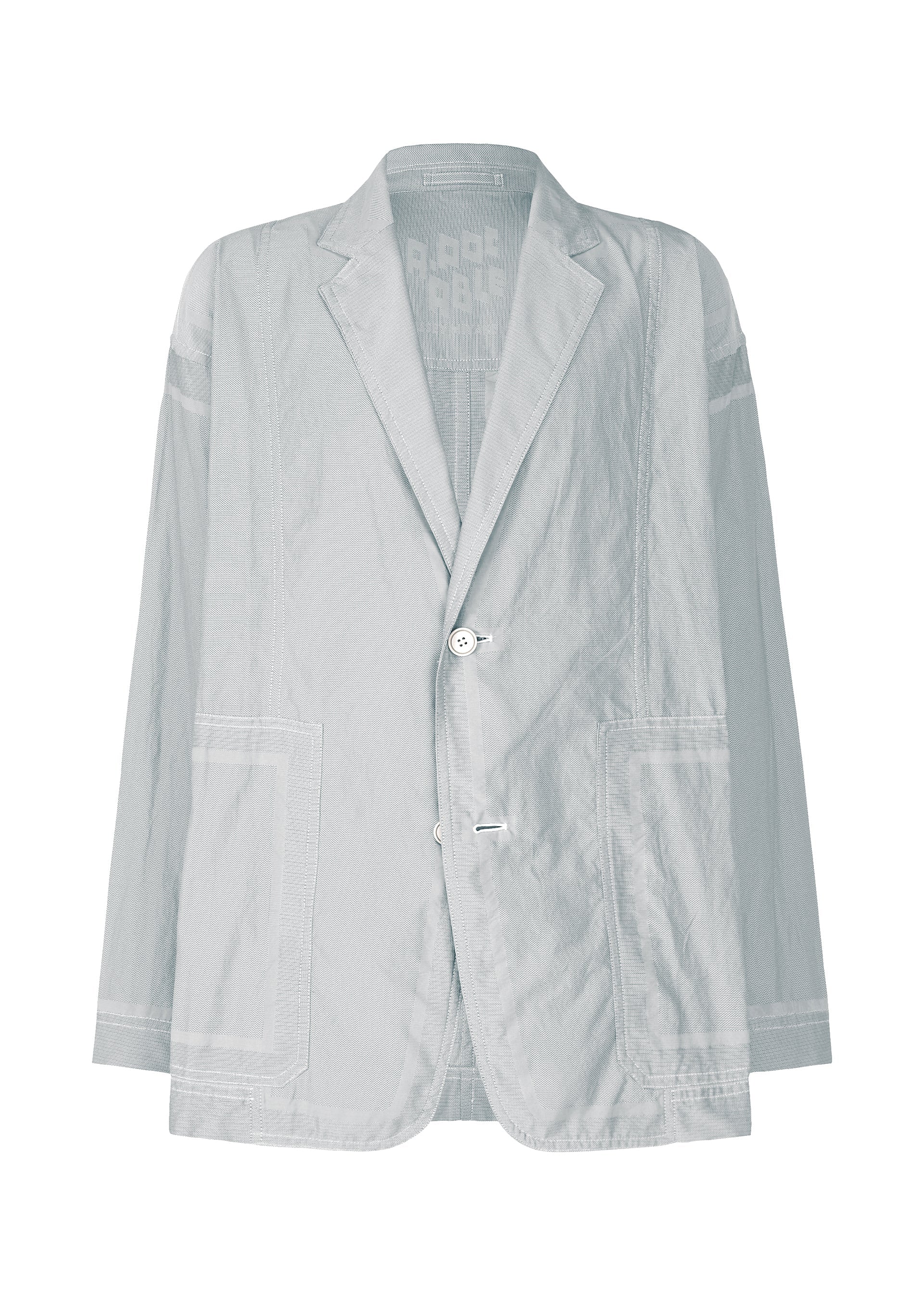 A product shot of the A-POC ABLE ISSEY MIYAKE TYPE U 002 jacket in turquoise blue (73).