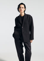 A model wears the A-POC ABLE ISSEY MIYAKE TYPE-O 014 type-o-014-jacket-steel-blue-1.