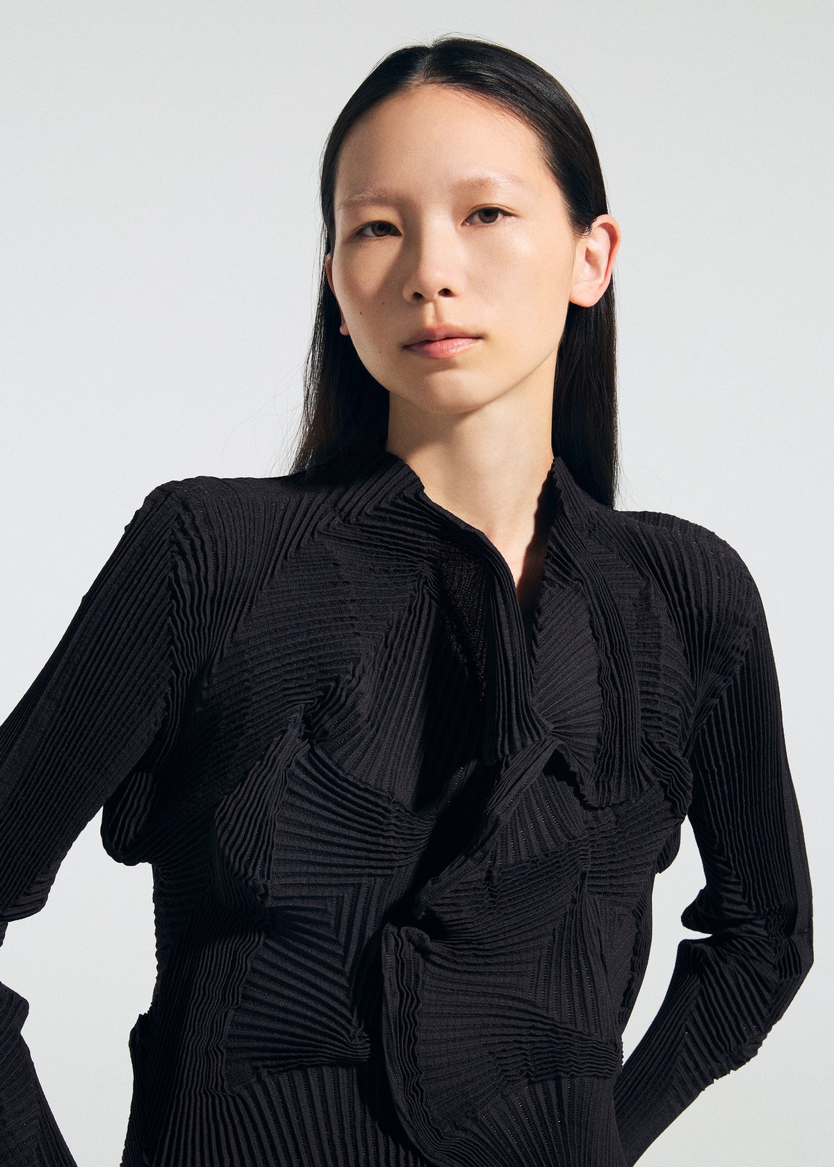 A model wears the A-POC ABLE ISSEY MIYAKE TYPE-O 022 type-o-022-jacket-lime-green.