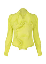 A product shot of the A-POC ABLE ISSEY MIYAKE TYPE-O 022 jacket in lime green.