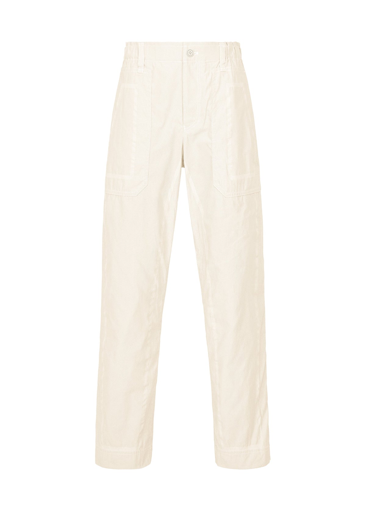 A product shot of the A-POC ABLE ISSEY MIYAKE TYPE-U 001 trousers in ivory.