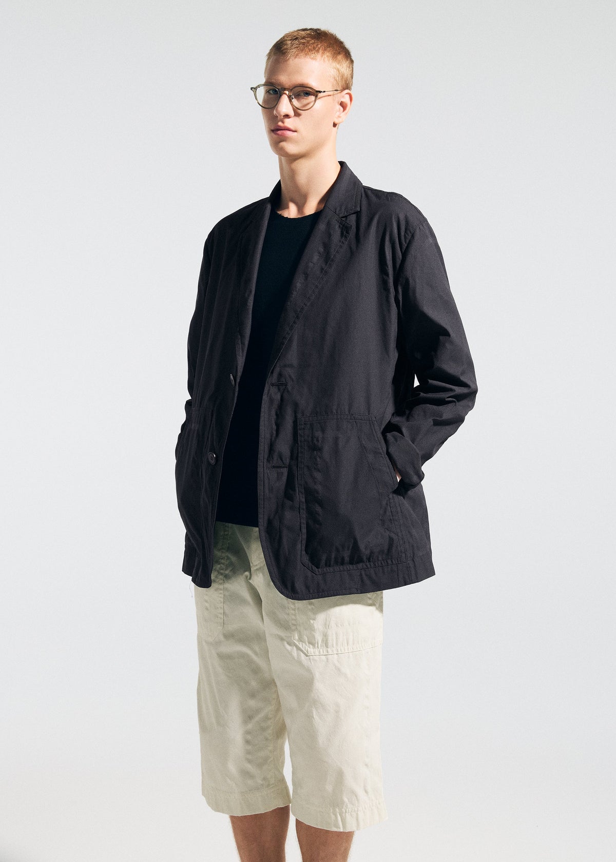 A model wears the A-POC ABLE ISSEY MIYAKE TYPE-U 001 type-u-001-shorts-black.