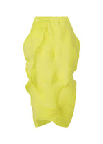 A product shot of the A-POC ABLE ISSEY MIYAKE TYPE-O 022 skirt in lime green.
