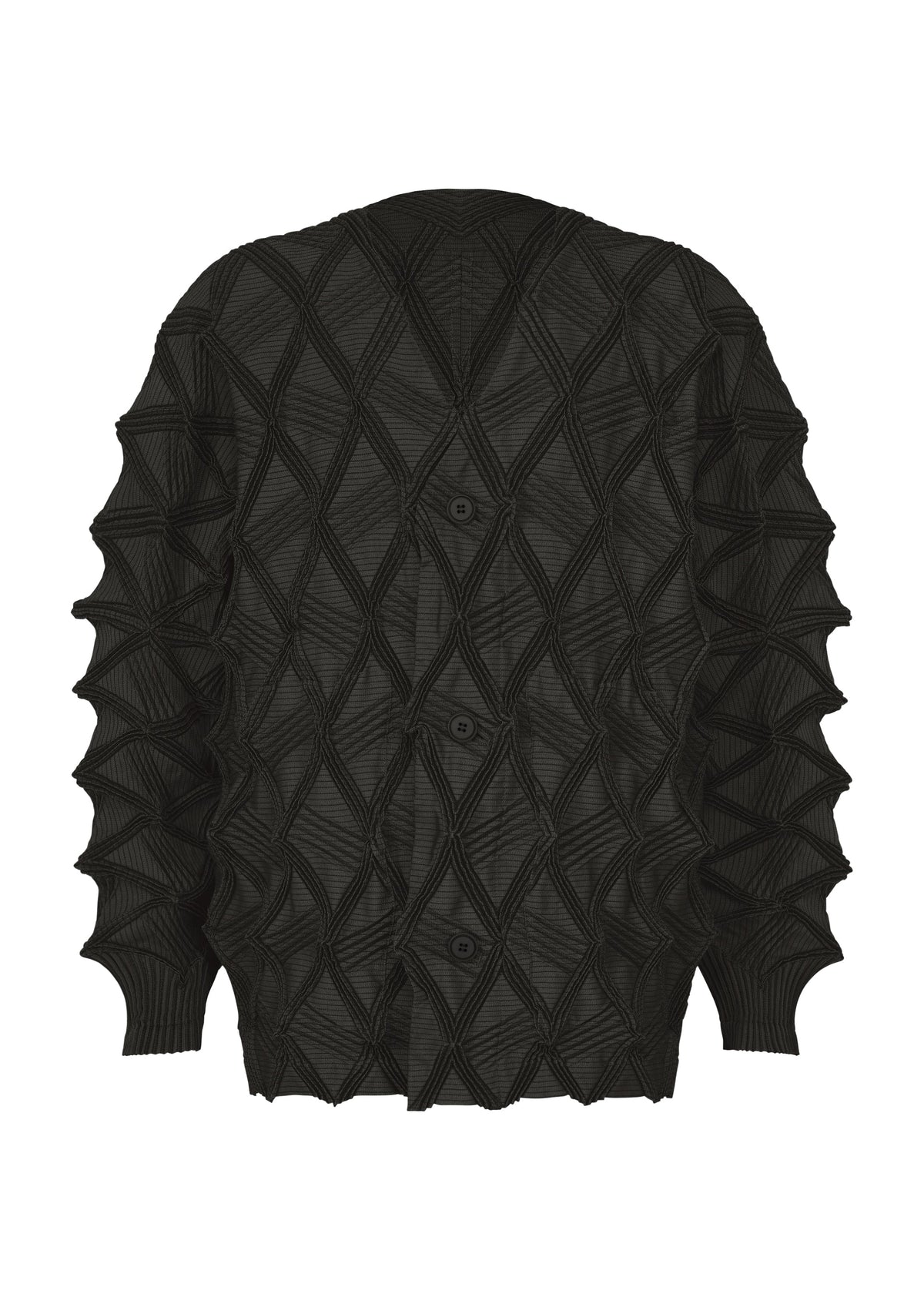 A product shot of the A-POC ABLE ISSEY MIYAKE TYPE-O 023 cardigan in black.