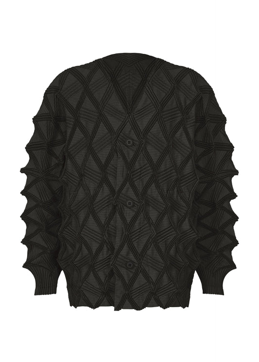 A product shot of the A-POC ABLE ISSEY MIYAKE TYPE-O 023 cardigan in black.