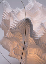 A detail shot of the A-POC ABLE ISSEY MIYAKE TYPE XIII Atelier Oï project lamp.