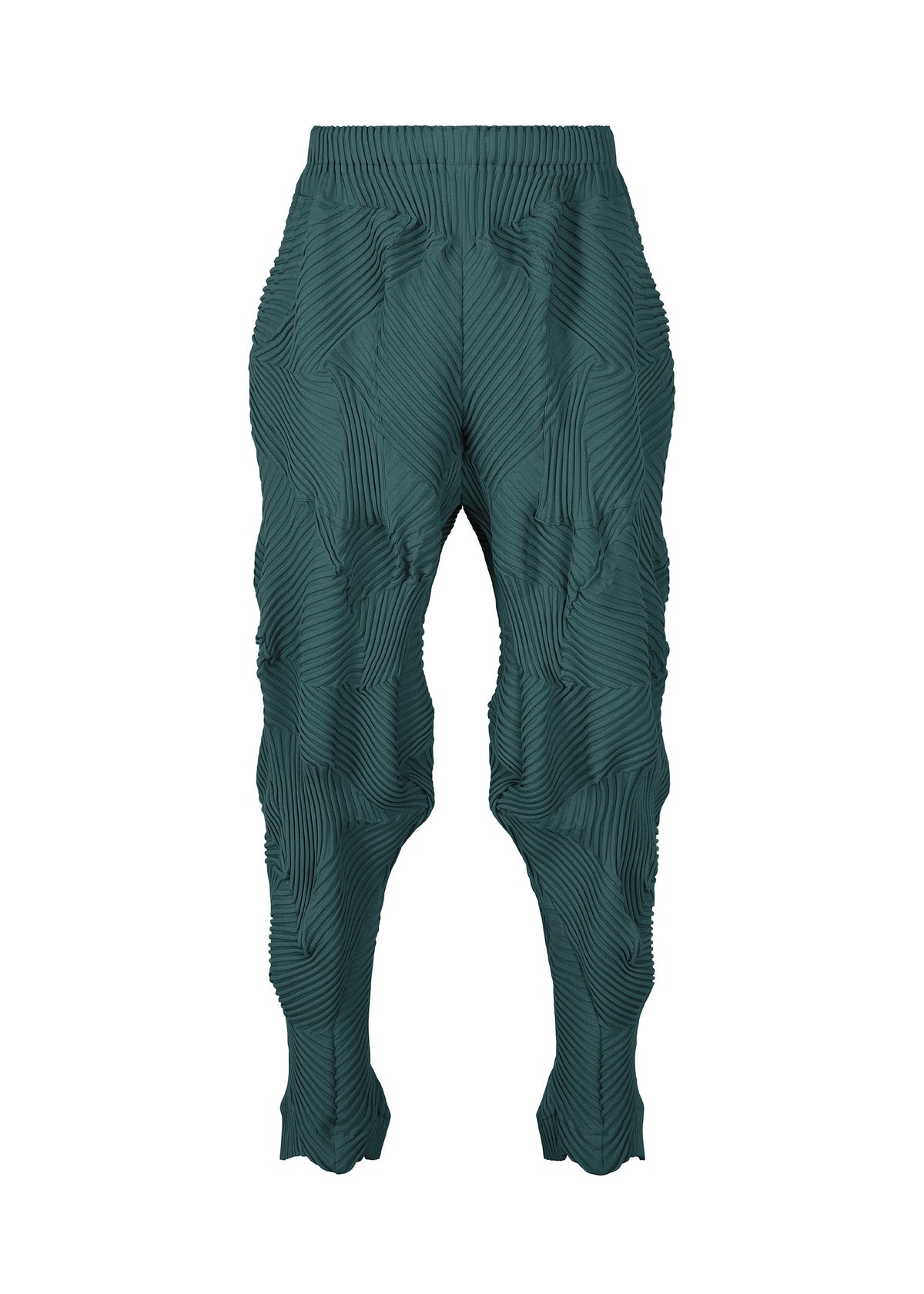 A product shot of the A-POC ABLE ISSEY MIYAKE TYPE-P 003-1 trousers in turquoise green.