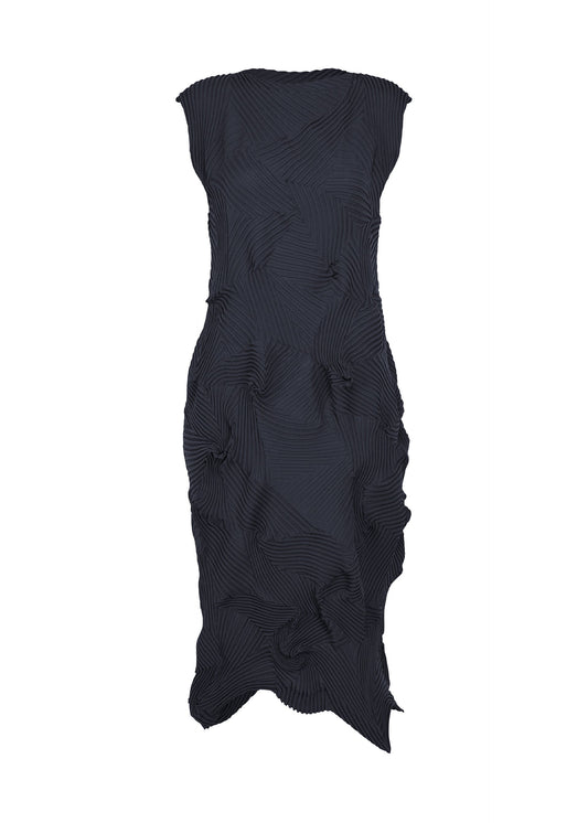 A product shot of the A-POC ABLE ISSEY MIYAKE TYPE-P 003-1 dress in navy.