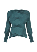A product shot of the A-POC ABLE ISSEY MIYAKE TYPE-O 003-1 top in turquoise green.