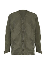 A product shot of the A-POC ABLE ISSEY MIYAKE TYPE-O 010-1 cardigan in khaki.