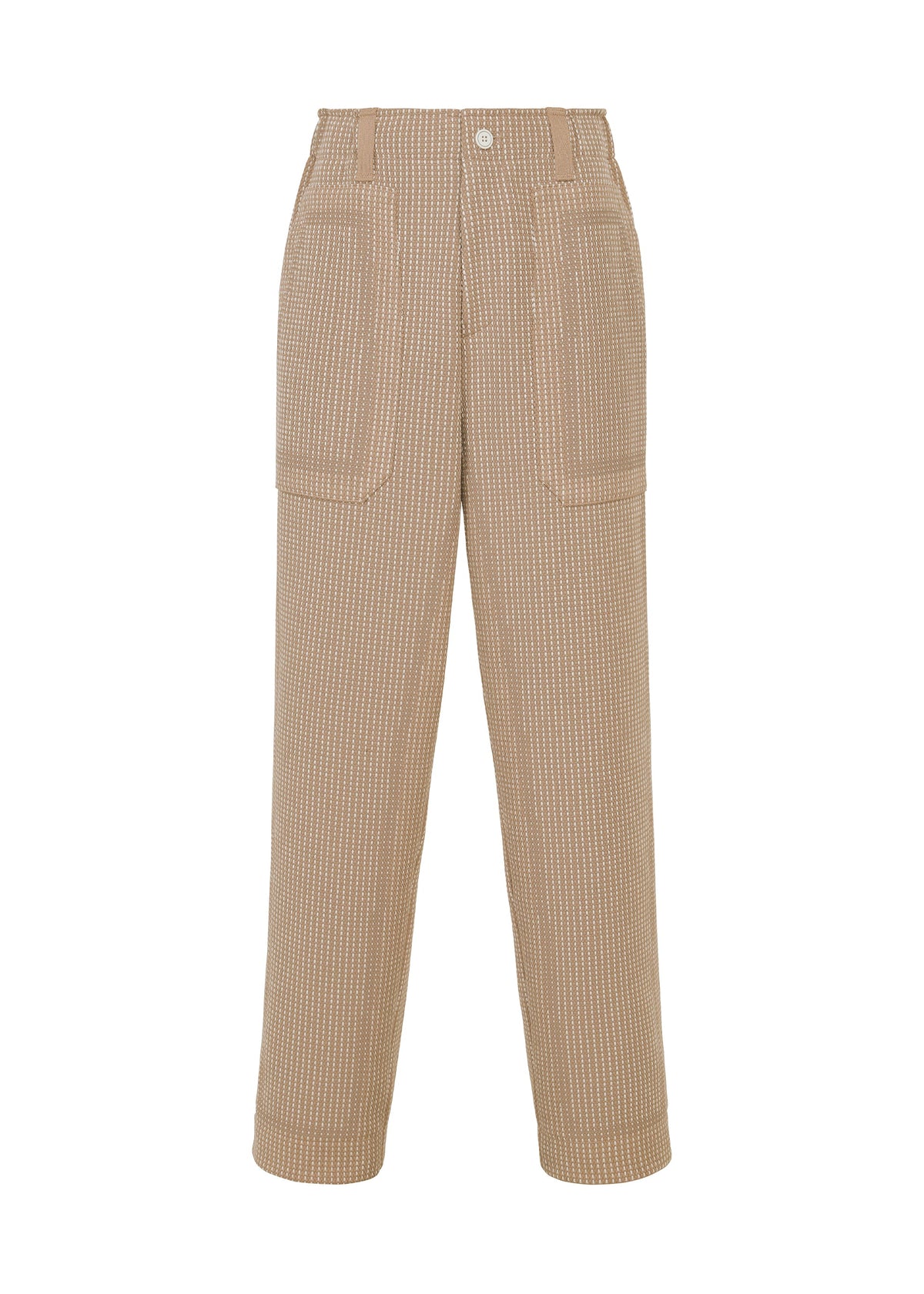 A product shot of the A-POC ABLE ISSEY MIYAKE TYPE-K 012 trousers in beige-hued.