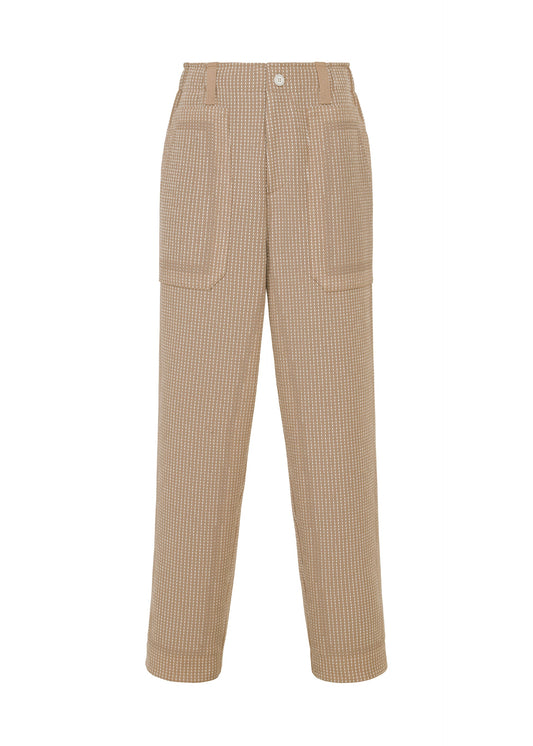 A product shot of the A-POC ABLE ISSEY MIYAKE TYPE-K 012 trousers in beige-hued.
