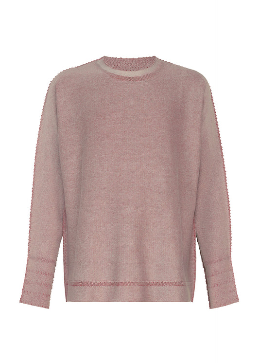 A product shot of the A-POC ABLE ISSEY MIYAKE TYPE-A 001-1 top in bordeaux-hued.