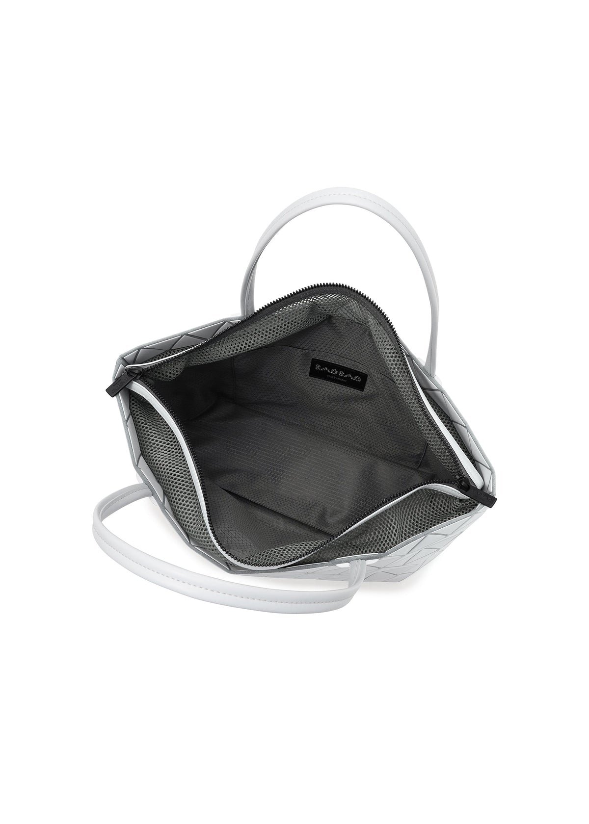 A detail shot of the BAO BAO ISSEY MIYAKE BATEAU MATTE hand bag.
