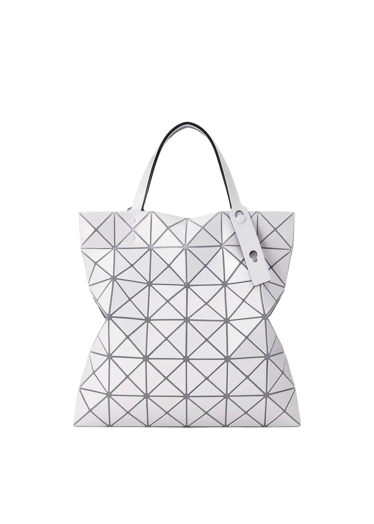 A product shot of the BAO BAO ISSEY MIYAKE LUCENT ONE TONE tote in light grey (11).