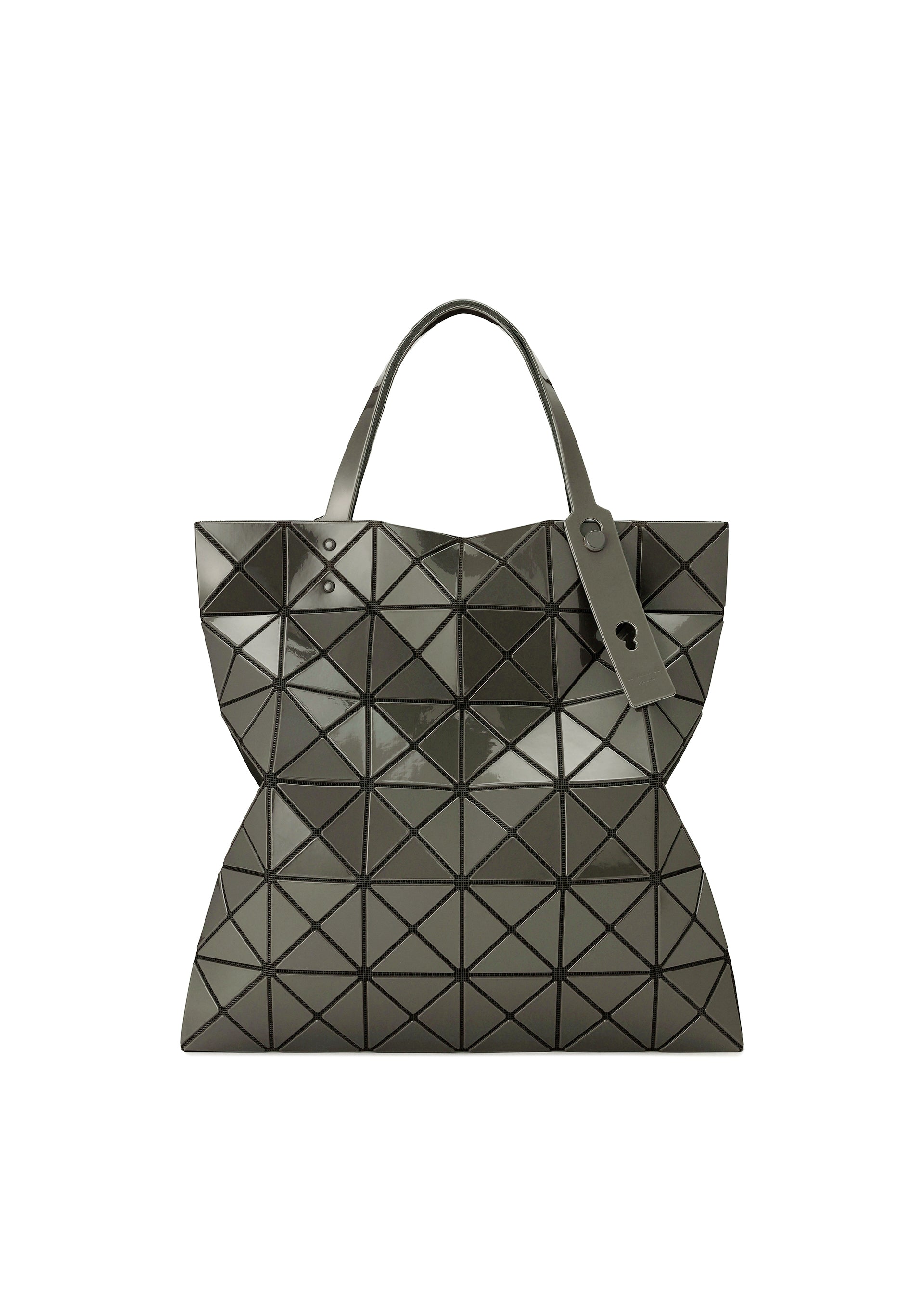 A product shot of the BAO BAO ISSEY MIYAKE LUCENT ONE TONE tote in charcoal (18).