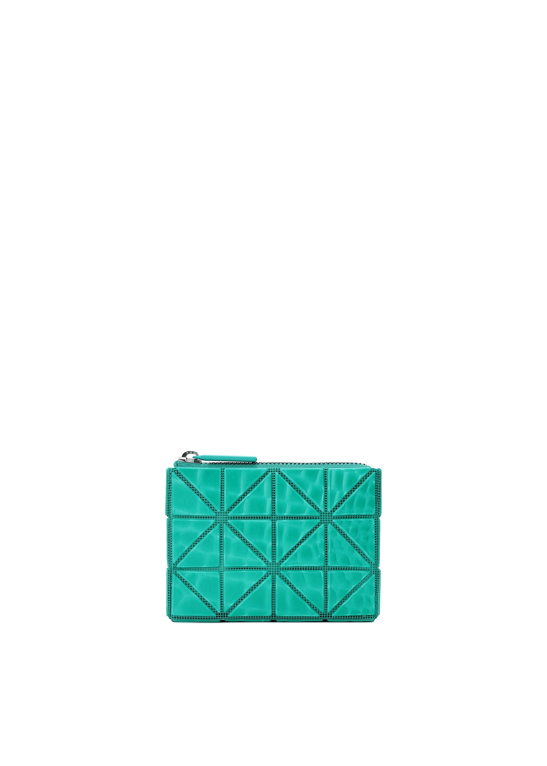 A product shot of the BAO BAO ISSEY MIYAKE CASSETTE wallet in emerald green (63).