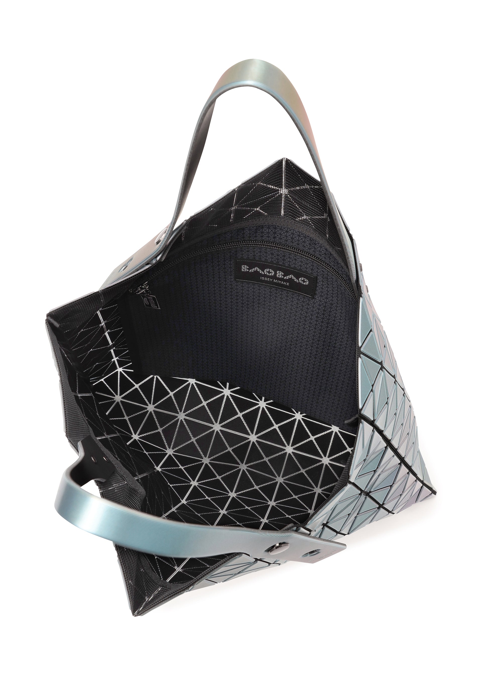 A detail shot of the BAO BAO ISSEY MIYAKE ILLUSION tote.