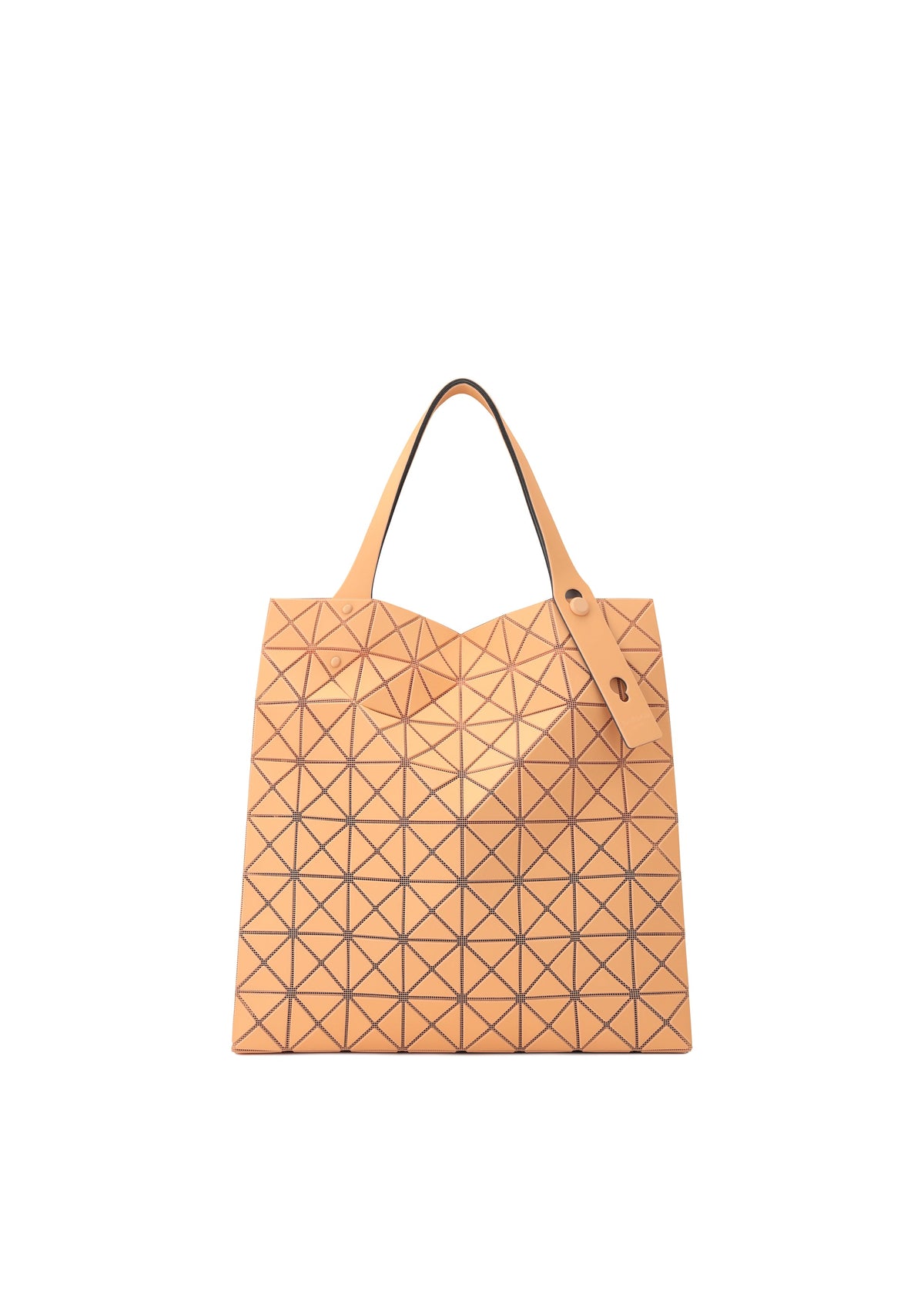 A product shot of the BAO BAO ISSEY MIYAKE PRISM PLUS tote in sherbet orange (30).