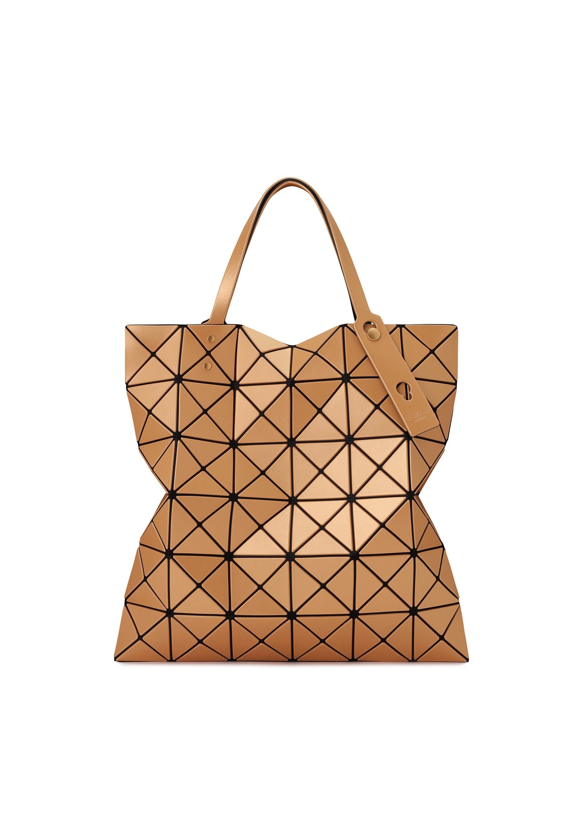 A product shot of the BAO BAO ISSEY MIYAKE LUCENT METALLIC tote in light brown (43).