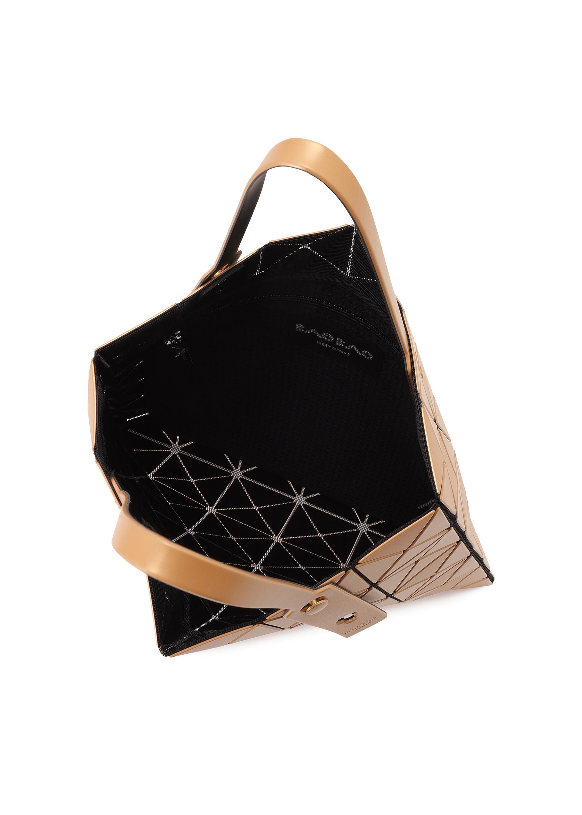 A detail shot of the BAO BAO ISSEY MIYAKE LUCENT METALLIC tote.