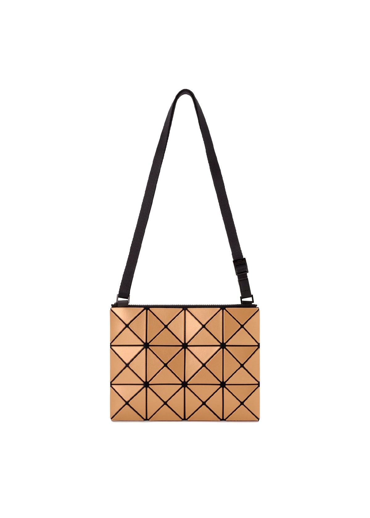 A product shot of the BAO BAO ISSEY MIYAKE LUCENT METALLIC crossbody in light brown (43).
